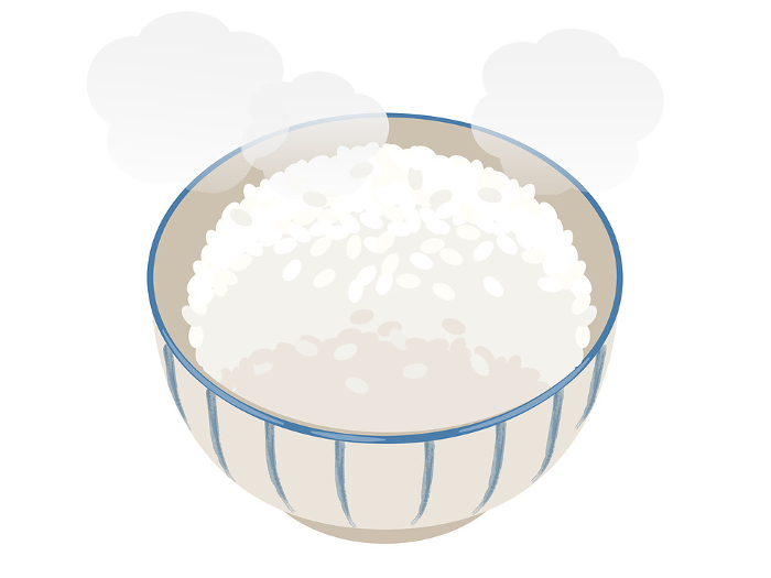 Vector illustration of white rice in a bowl