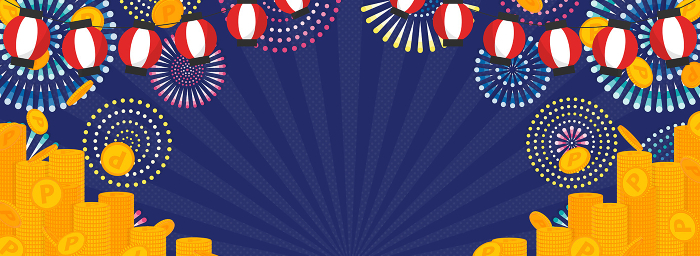 Fireworks and lanterns, point coin background (horizontal for banner)