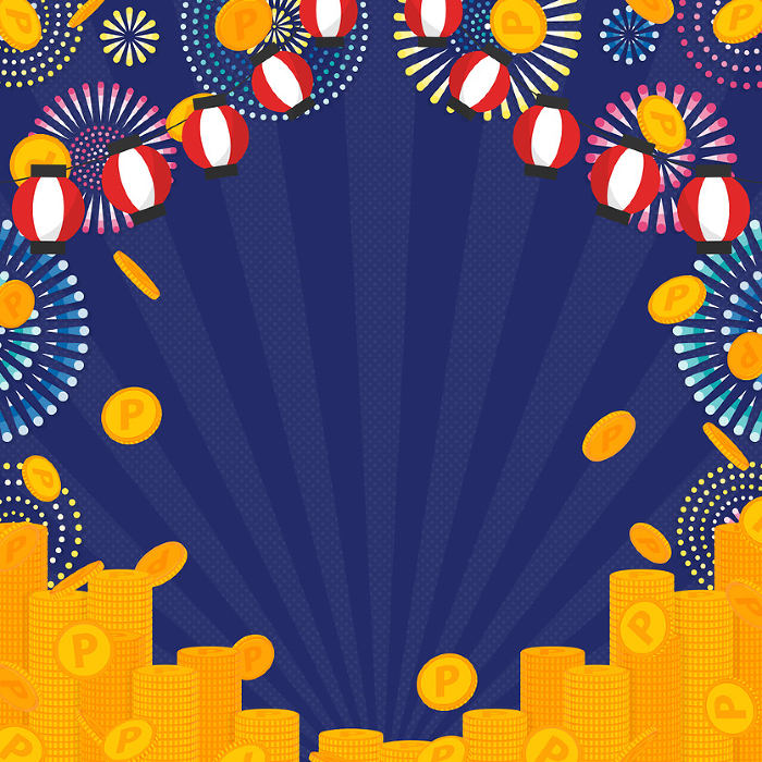 Fireworks and lanterns, point coin background (square)