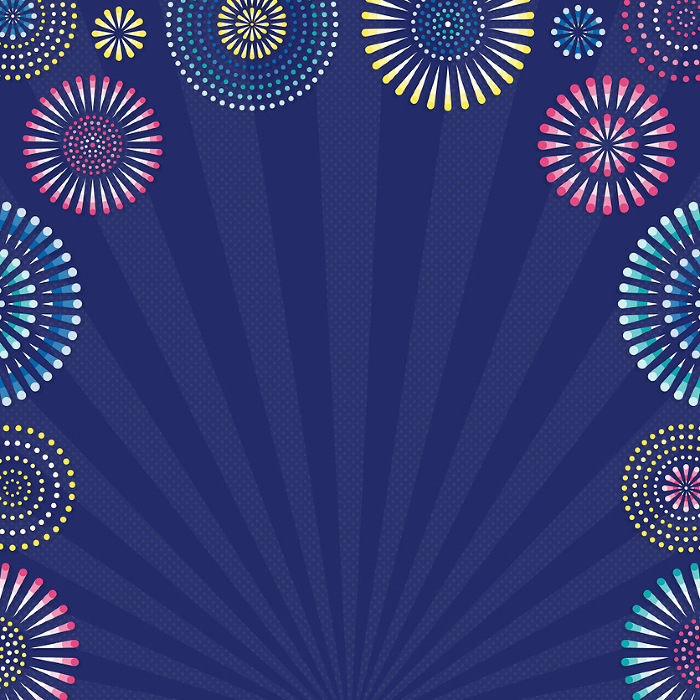 Background of fireworks and concentrated lines (square)
