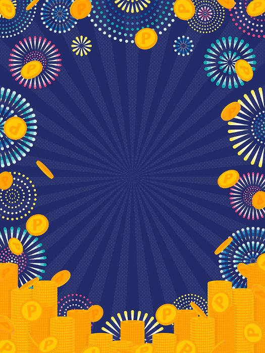 Fireworks and point coin background (portrait orientation)