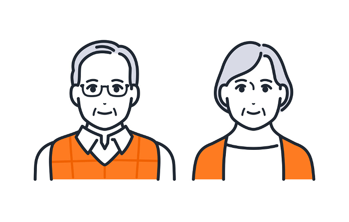 Simple vector icon illustration of a senior couple