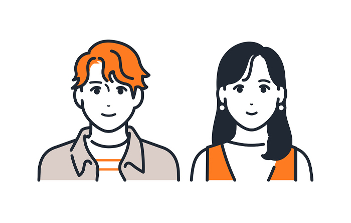 Simple vector icon illustration of a young couple