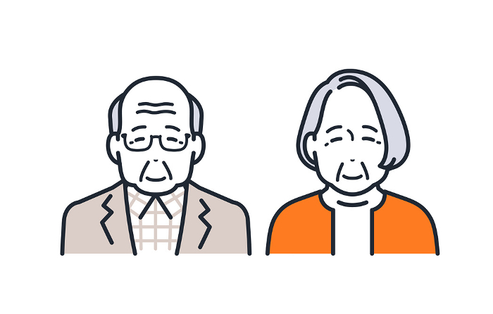Simple vector icon illustration of an elderly senior couple.