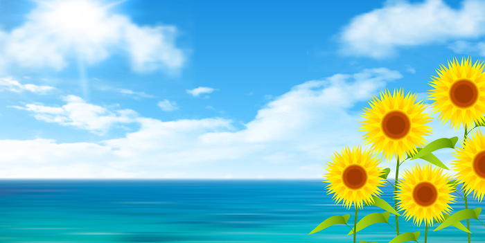 Sunflower Hot Summer Greeting Sea Background