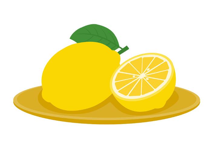 Clip art of lemon on a basket dish