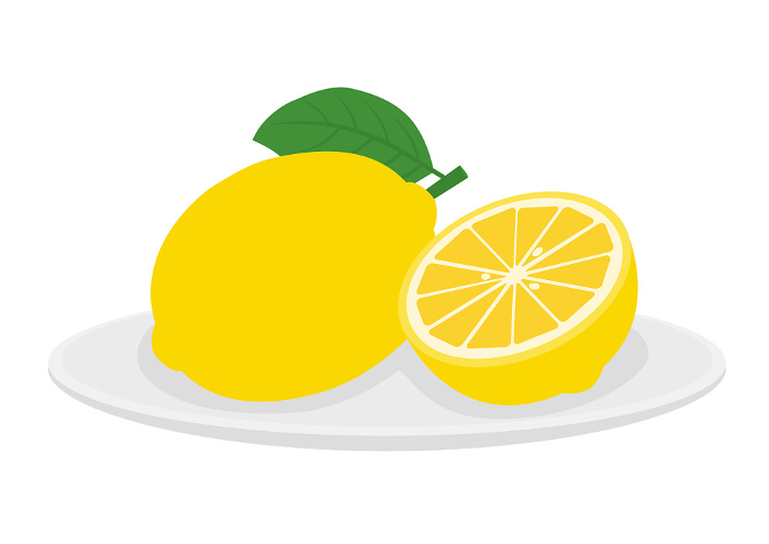 Clip art of lemon on white plate