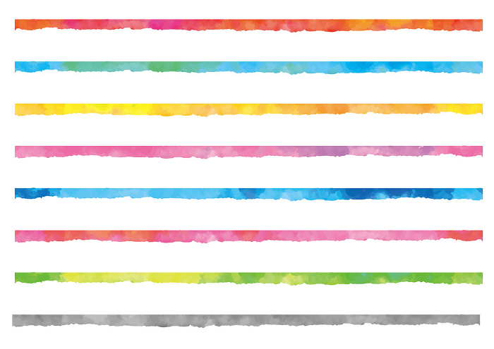 Set of lines in various colors in watercolor style