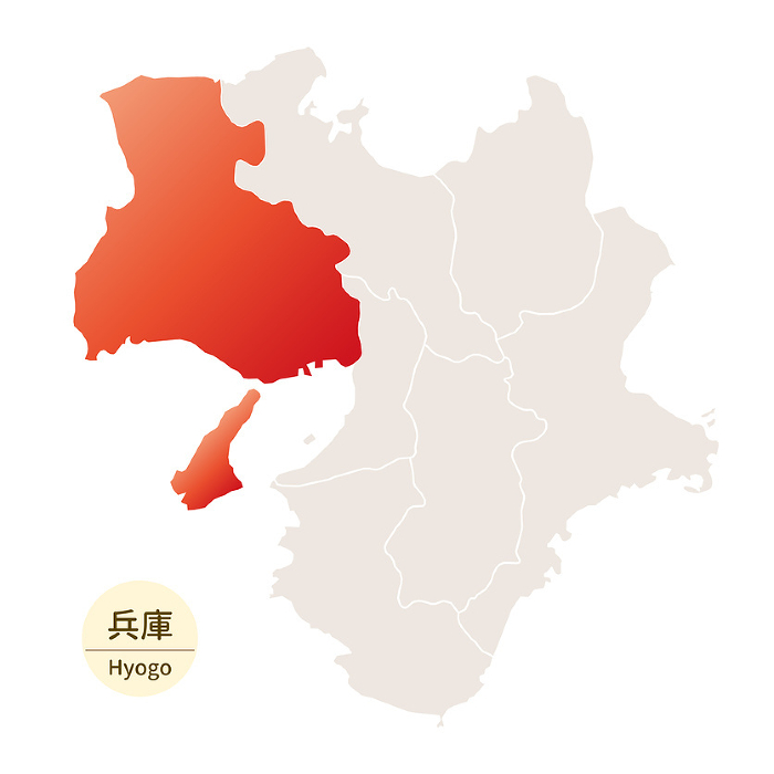 Bright and beautiful map of Hyogo Prefecture, Hyogo in the Kinki Region