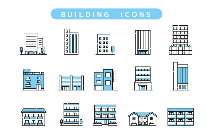Building Company Apartment Building Icon Set