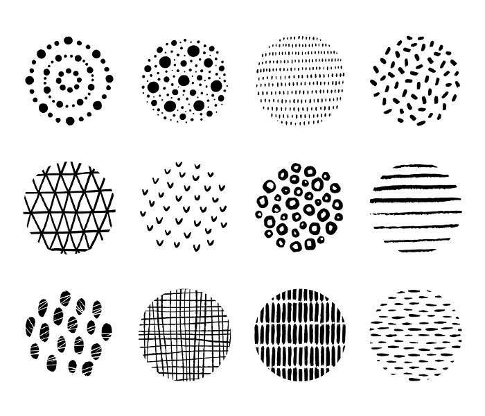 Design material set with hand-drawn patterns