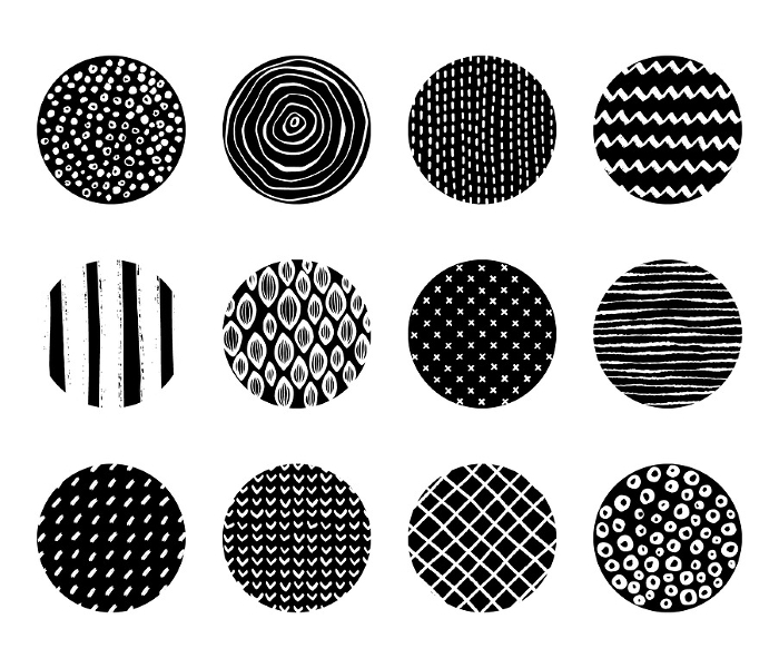 Design material set with hand-drawn patterns