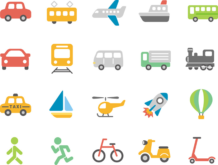 Cute and simple traffic and vehicle icon set (no lines)