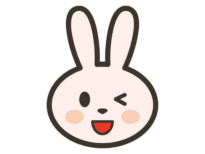 Clip art of rabbit's face smiling and winking