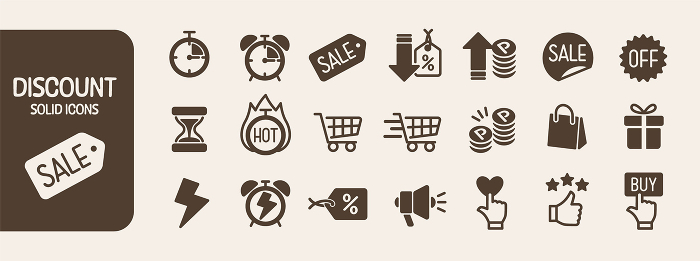 Discount Sale Solid Icon Set