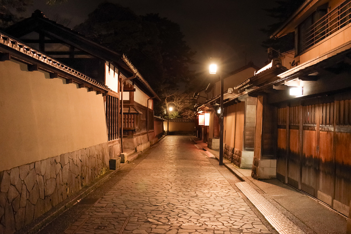 Night view of Nagamachi Buke Yashiki in Kanazawa City, Ishikawa Prefecture