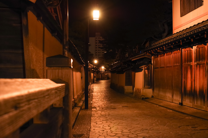 Night view of Nagamachi Buke Yashiki in Kanazawa City, Ishikawa Prefecture