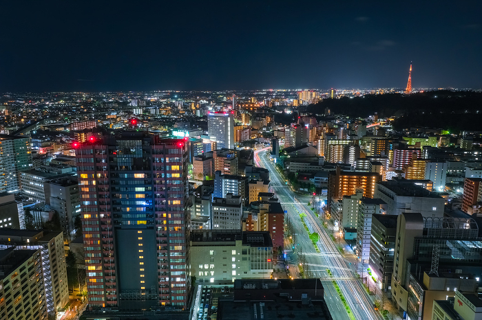 Night View from SS30 Observation Lobby, Sendai City, Miyagi Prefecture