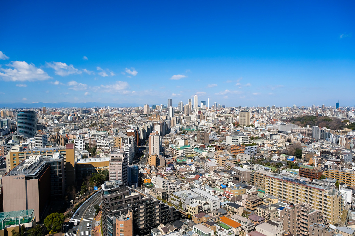 View of the city from the observation lounge of Bunkyo Civic Center, Tokyo, toward Ikebukuro