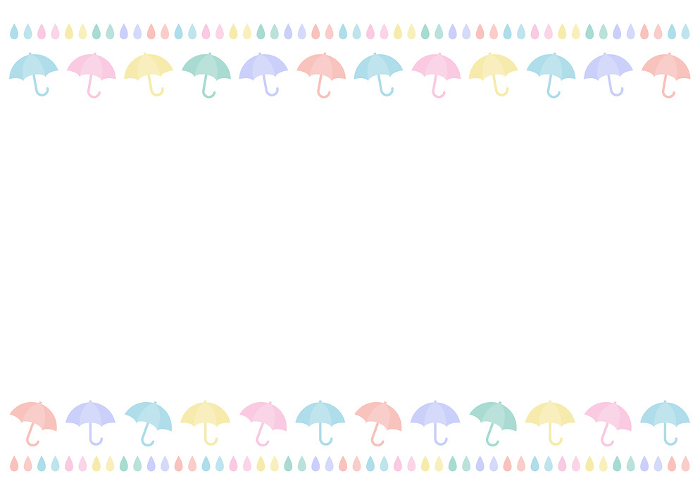 Clip art of colorful umbrella and rain pattern frame