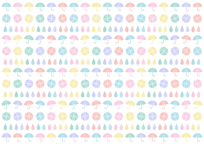 clip art of colorful umbrella and rain pattern background