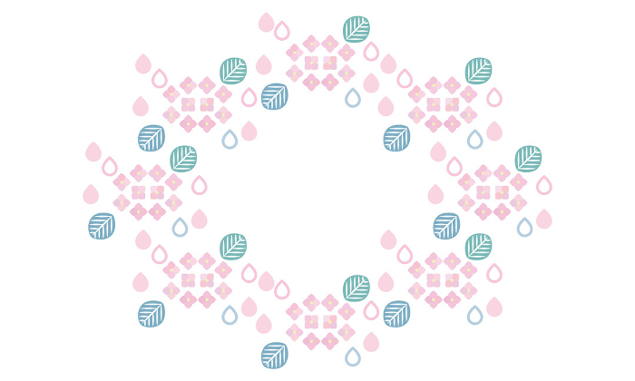Pink hydrangea and rain circle frame
