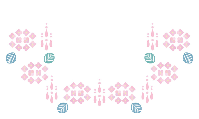Pink hydrangea and rain arm-shaped frame