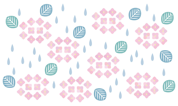 Clip art of pink hydrangea and rain
