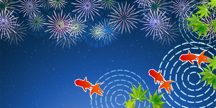 Goldfish Summer Fireworks Japanese Pattern Background