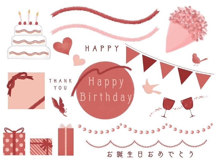 A set of birthday-inspired materials