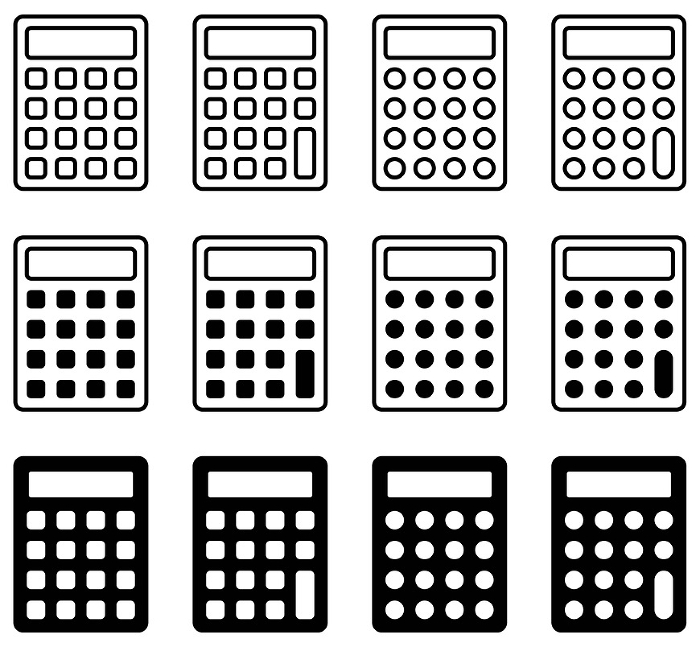 Vector illustration set of various calculator icons