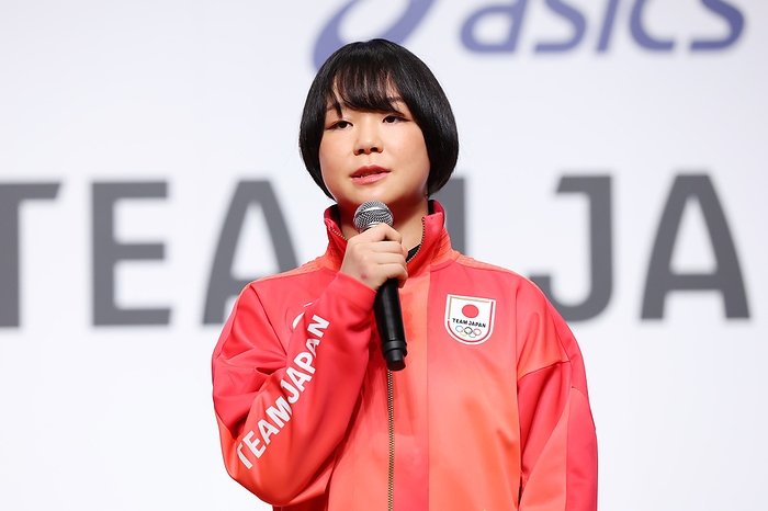 Paris 2024 Olympic and Paralympic Games TEAM JAPAN Official Sportswear Press Conference Akari Fujinami, Akari Fujinami APRIL 17, 2024 : Japanese Olympic Committee  JOC , Japanese Paralympic Committee  JPC  and their official sponsor ASICS introduce the official sportswear for Japan s delegation for 2024 Paris Olympic and Paralympic Games in Tokyo, Japan.  Photo by Yohei Osada AFLO SPORT 