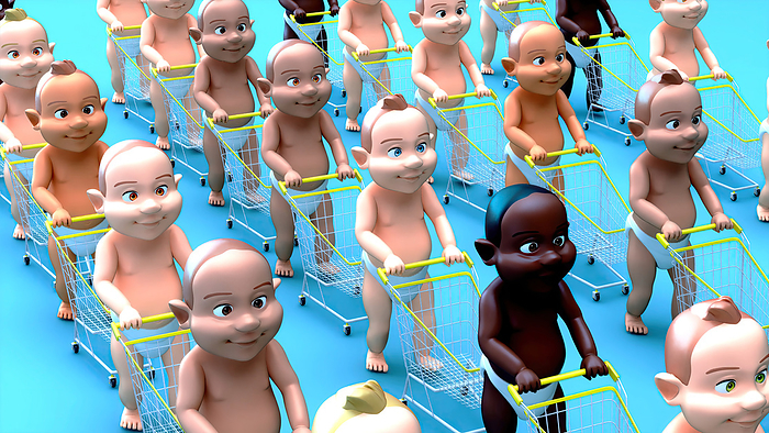 Babies shopping, illustration Babies shopping, illustration., by JULIEN TROMEUR SCIENCE PHOTO LIBRARY