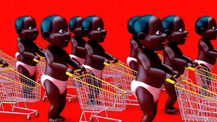 Babies shopping, illustration Babies shopping, illustration., by JULIEN TROMEUR SCIENCE PHOTO LIBRARY
