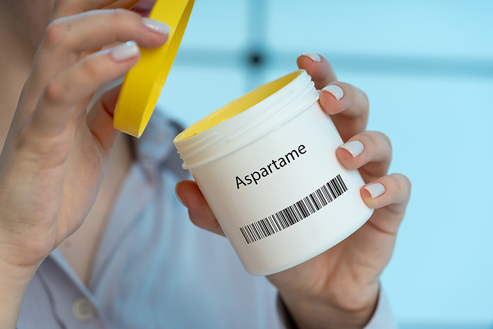 Aspartame food additive, conceptual image Aspartame food additive, conceptual image. An artificial sweetener linked to controversies regarding safety and potential health effects., by Wladimir Bulgar SCIENCE PHOTO LIBRARY
