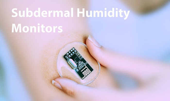 Subdermal humidity monitors, conceptual image Subdermal humidity monitors, conceptual image. Implantable sensors that measure humidity levels in the body, assisting in monitoring conditions like dryness or excessive sweating., by Wladimir Bulgar SCIENCE PHOTO LIBRARY