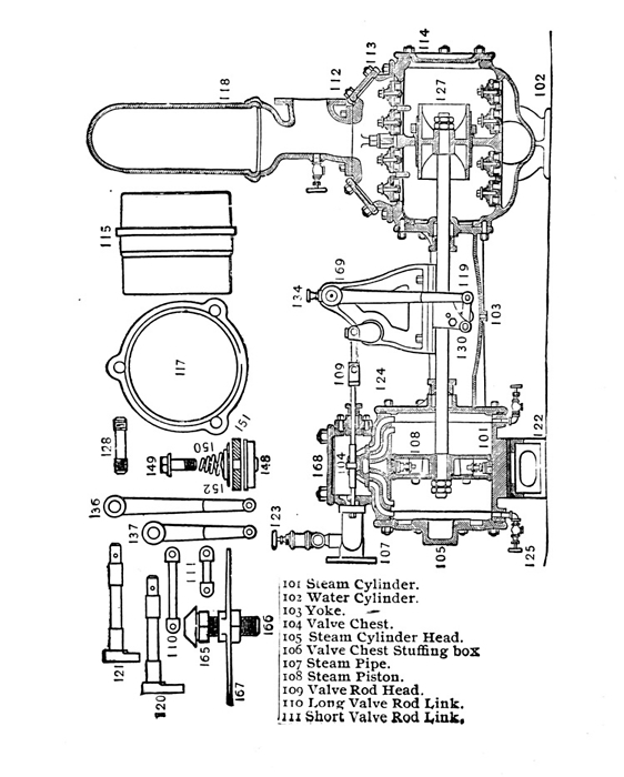 Steam pump, illustration Illustration of a steam pump. From Otto Stephenson s  Illustrated practical test, examination and ready reference book for stationary, locomotive and marine engineers, firemen, electricians and machinists, to procure steam engineer s licence   1891 ., by PHOTOSTOCK ISRAEL SCIENCE PHOTO LIBRARY