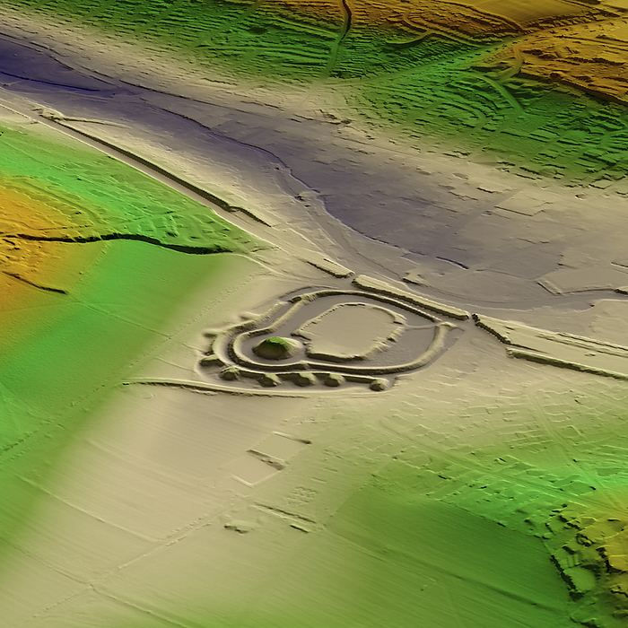 Berkhamsted Castle, UK, 3D LiDAR scan 3D LiDAR scan of Berkhamsted Castle in Hertfordshire, UK. It was built shortly after the Norman Conquest in 1066 and served as a residence for Norman kings, remaining a centre of power and administration. Image contains UK public sector information licensed under the Open Government Licence v3.0., by SIMON TERREY SCIENCE PHOTO LIBRARY