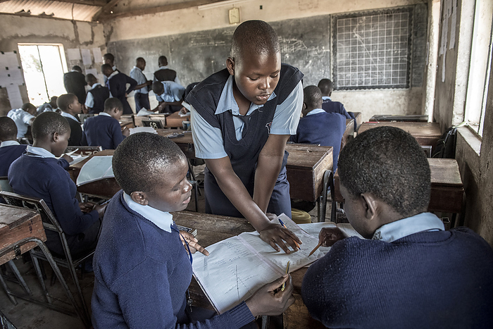 High school students, Kenya High school students studying mathematics together. Photographed in Kaluoch, Homa Bay County, Kenya., by KAREN KASMAUSKI SCIENCE PHOTO LIBRARY
