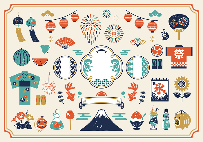 Japanese-style materials and Japanese-patterned frames for summer