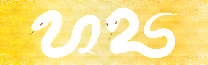 Japanese background with snakes and gold background for the year of the Snake 2025.