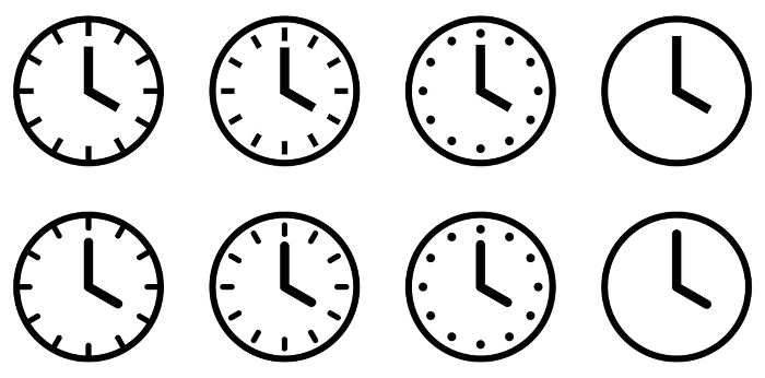Vector illustration set of clock icons of various shapes