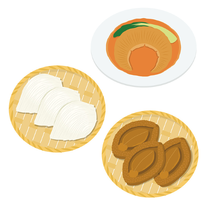 Illustration of three major delicacies of China