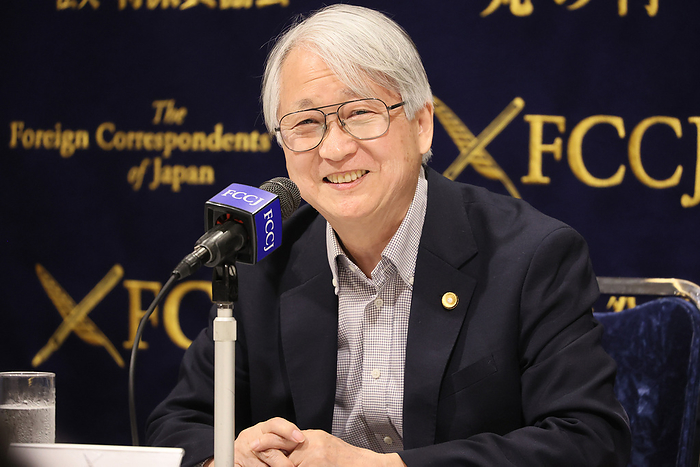 Toshio Kojima, former aide of Tokyo Governor Yuriko Koike speaks at the FCCJ about Koike s false statement of her academic record April 17, 2024, Tokyo, Japan   Toshio Kojima, a Japanese lawyer and former aide of Tokyo Governor Yuriko Koike speaks at the Foreign Correspondents  Club of Japan in Tokyo on Wednesday, April 17, 2024. Kojima, former senior official of Koike s party Tomin First no Kai,  said about Koike s false statement of her academic record of Cairo University gradiation in an interview of a monthly magazine Bungeishunju.      photo by Yoshio Tsunoda AFLO 