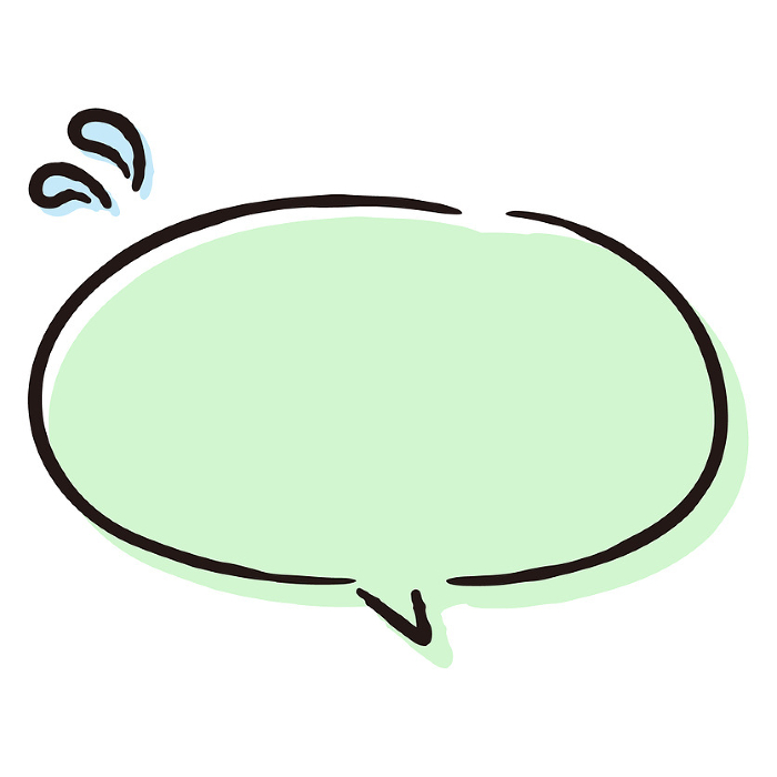 Simple and stylish hand-drawn speech balloons with sweat symbols (color, stand-alone, horizontal)