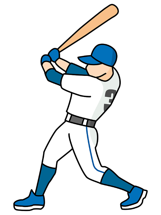 Clip art of baseball player batting full swing