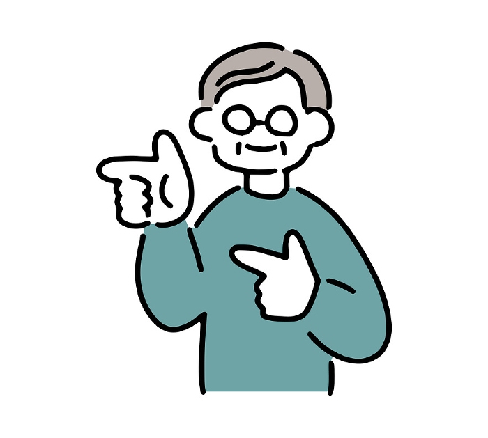 Clip art of senior male in pointing pose