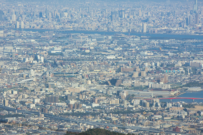 Urban view of buildings from the observatory on Mt. Rokko