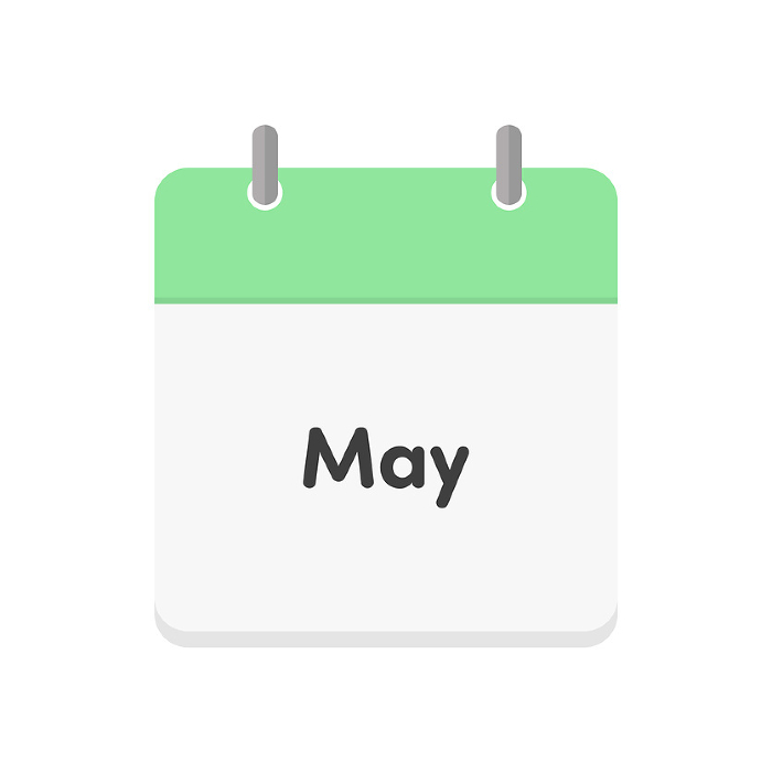 Calendar icons with the word May - simple and cute images of May events and appointments