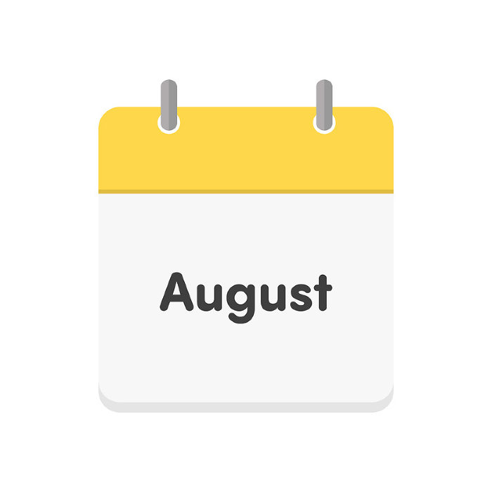 Calendar icons with the word August - simple and cute images of August events and appointments